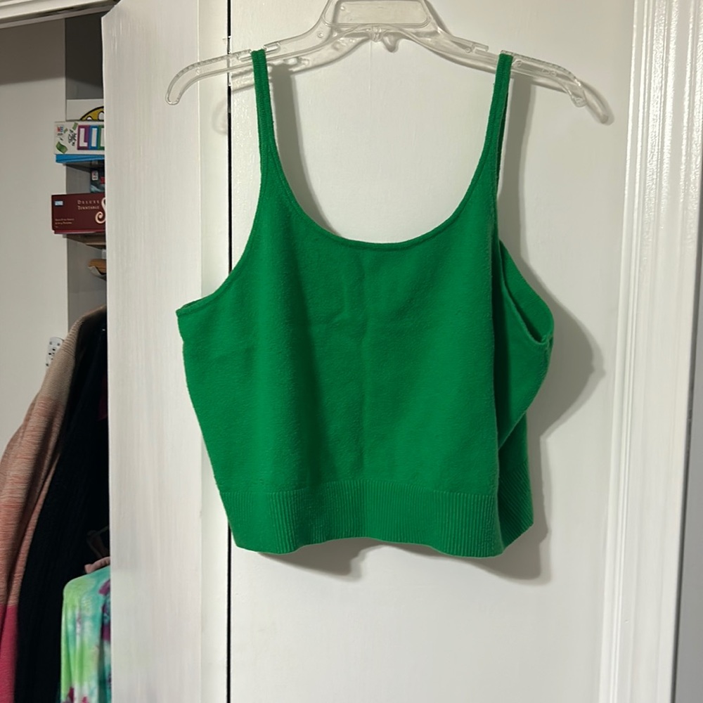 Old Navy 2x green sweater cropped tank top